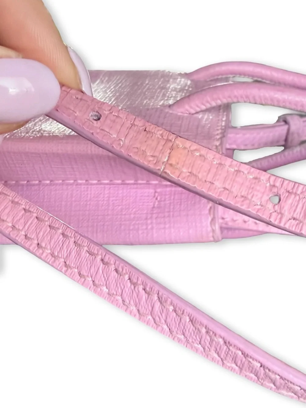 Balenciaga Two-Way Pink Leather Squared Shopping Phone Holder Crossbody Bag
